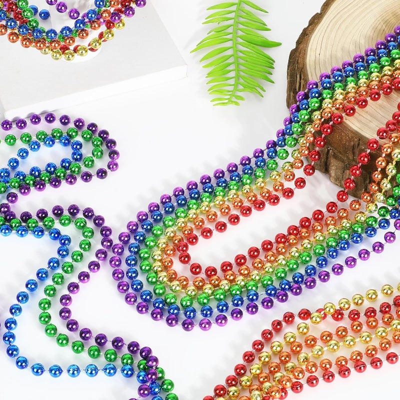 VLUV 36Pcs Beaded Necklace, Mardi Gras Beads Necklaces Accessories, 33 Inch Bead Costume for Women Man, Festival Parade Throw Supplies - Image 4